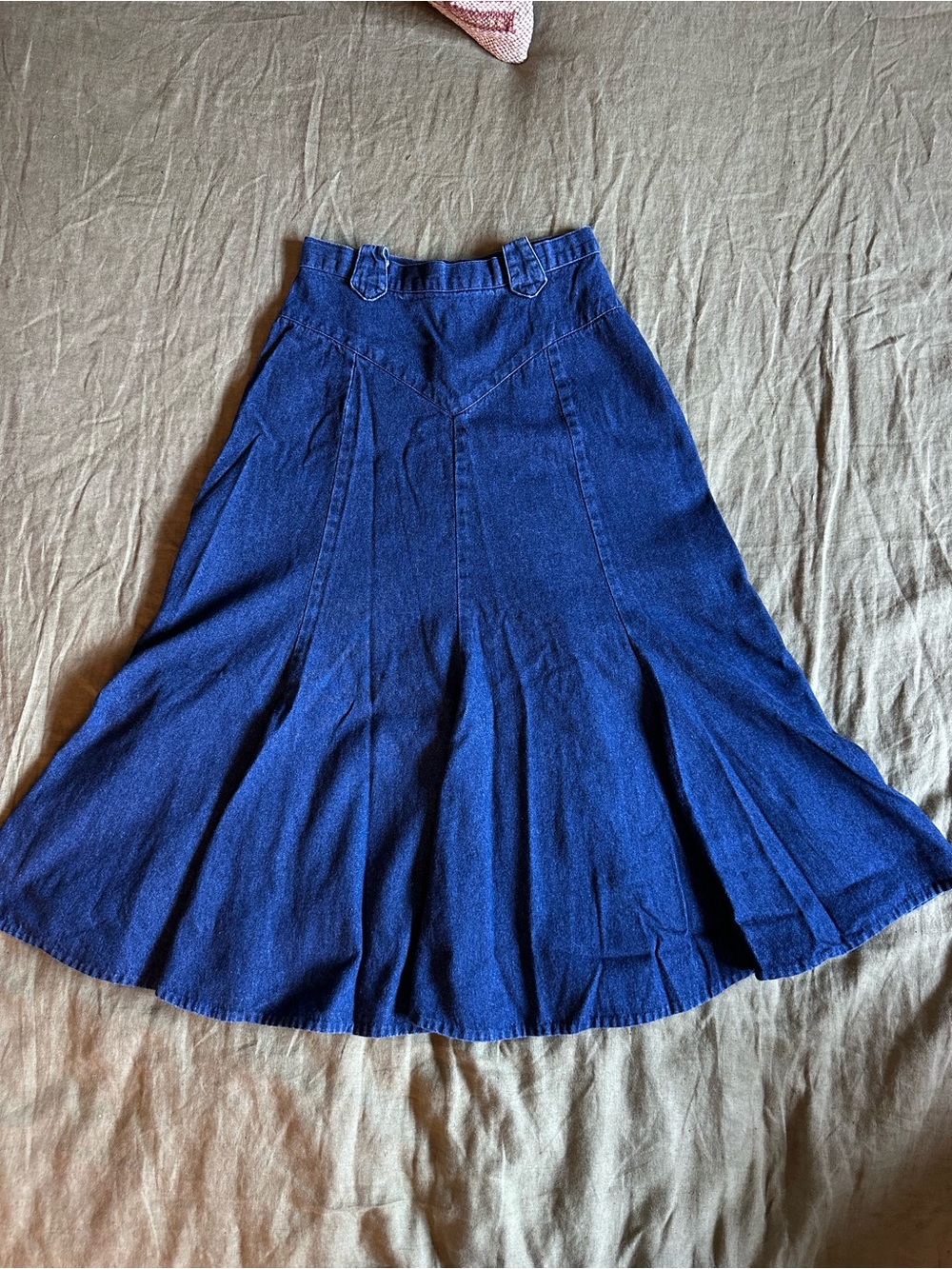 Vintage A-Line Denim Maxi Skirt